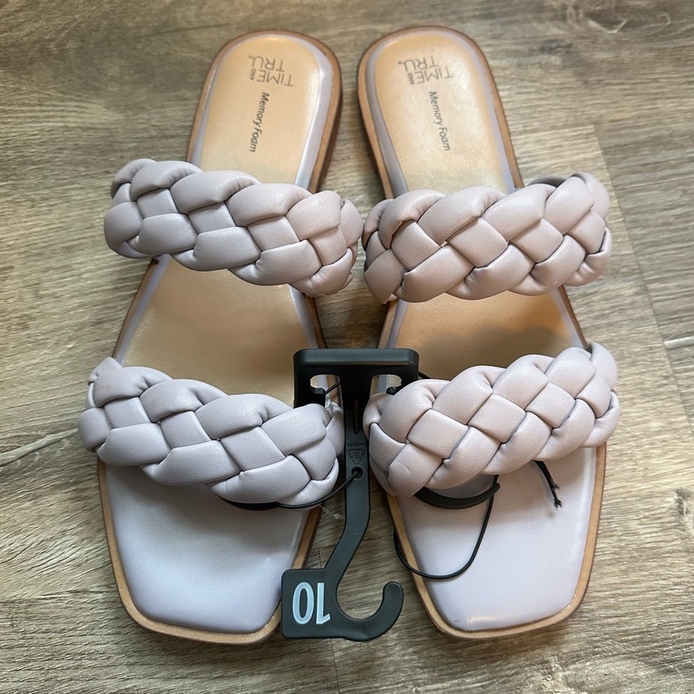 TIME & TRU Memory Foam Purple Braided Sandals